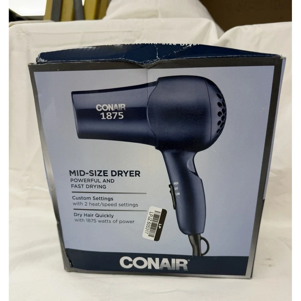 Conair 1875W Mid-Size Hair Dryer Navy Blue 152TB NEW OPEN BOX
